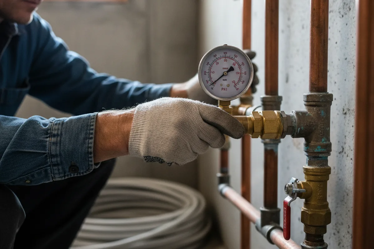Pressure testing a repaired line during Water Line Repair in Weaverville